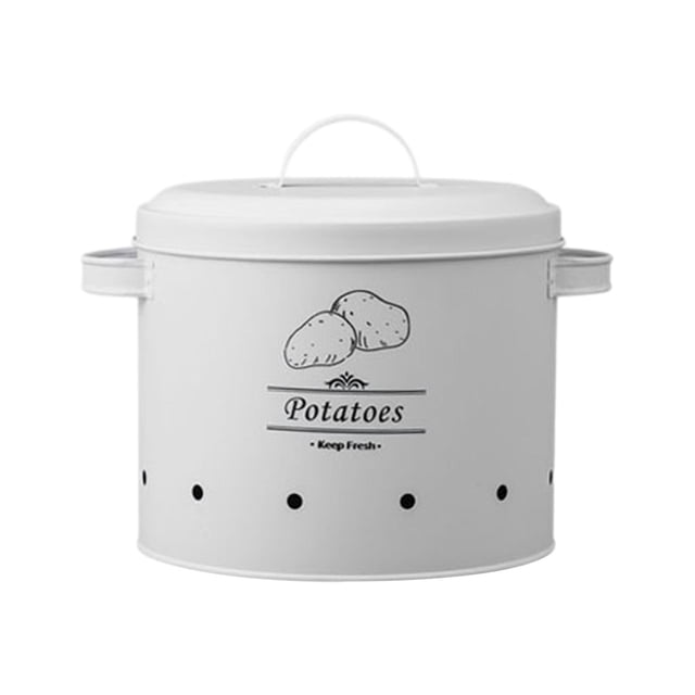 Farmhouse Storage Jar Vintage Vegetable Storage Container with Ventilation Holes white potatoes