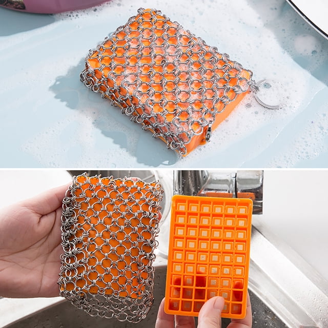 La red del cepillo del silicón del acero inoxidable con la red del depurador del hierro de la cocina echó el limpiador resistente del plato