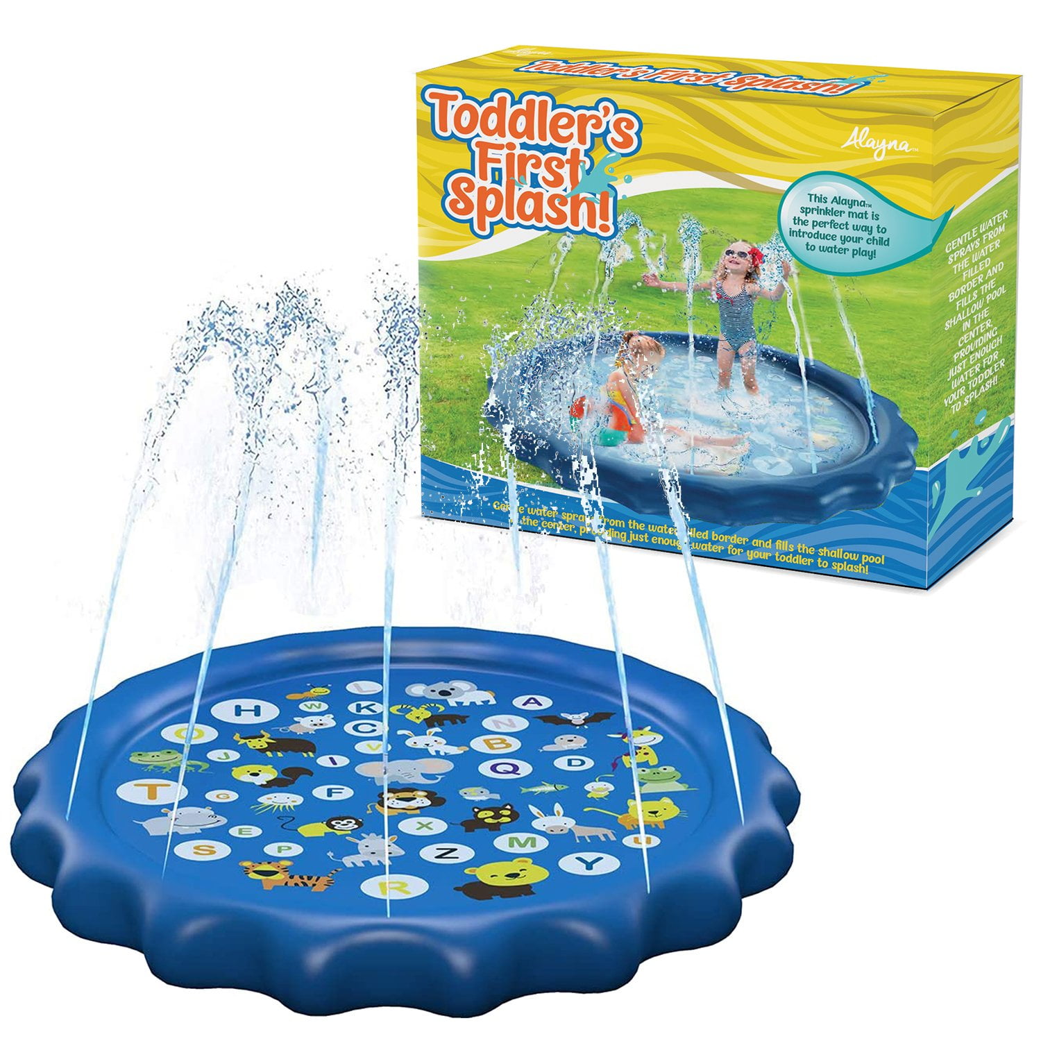 Children's Water Fountain Mat - Animal Kingdom Sprinkler Splash Pad - New