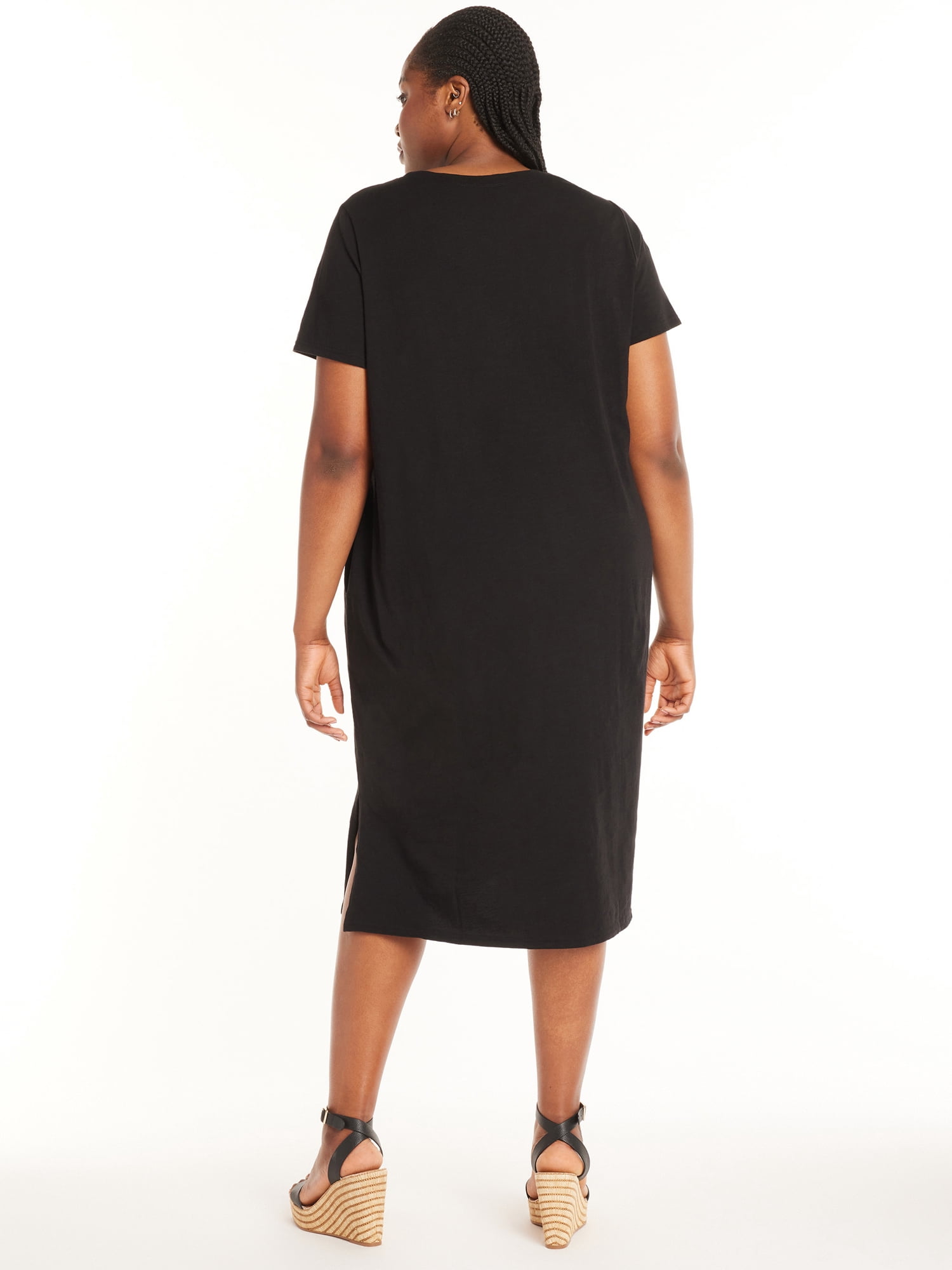 Terra & Sky Women's Plus Size Cotton Pocket T-Shirt Dress, Sizes 0X-5X