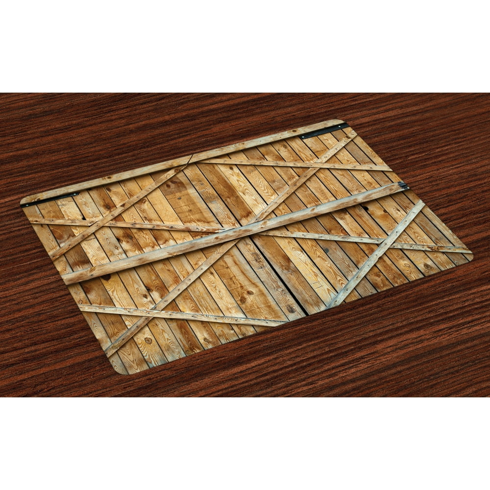 Rustic Placemats Set of 4 Traditional Wooden Timber Door with Vertical