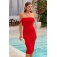 thumbnail image 6 of PRETTYGARDEN Women's Summer Off The Shoulder Dresses Sleeveless Ruched Fitted Cocktail Party Club Midi Bodycon Dress, 6 of 7
