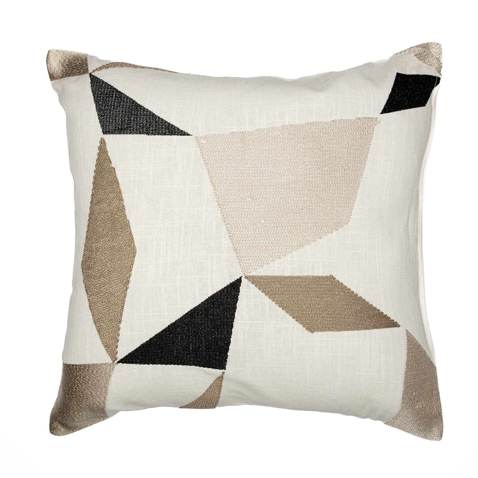 Ox Bay Stacy Garcia 20" x 20" Ivory/Taupe Embroidered Geometric Adult Decorative Throw Pillow Cover