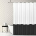 thumbnail image 3 of Ivory Caramel Brown 2 Color Splicing Shower Curtain, Texture Fabric Bathroom Decorative Waterproof Shower Curtian Sets 72x72 Inch with 12 Hooks, 3 of 6