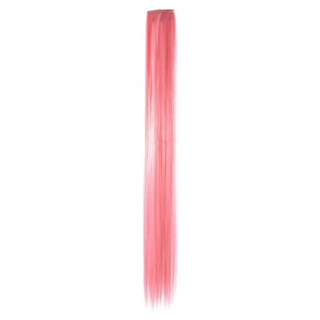 Straight Synthetic Clip Unique Bargains Synthetic Fiber Costume Straight Clip in Hair Extensions DIY 46cm Length Pink ()