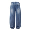 thumbnail image 4 of UACY Boys' Baggy Ripped Jeans Distressed Denim Pants Loose Fit Straight Leg Cotton Blend Casual Long Trousers Boys Pants (Sky Blue, 10-11 Years), 4 of 8