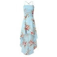 thumbnail image 7 of Womens Dresses for Wedding Guest Short Sleeve Boho Holiday Strappy Floral Print Ladies Beach Swing Irregular Tuxed Dress, 7 of 7