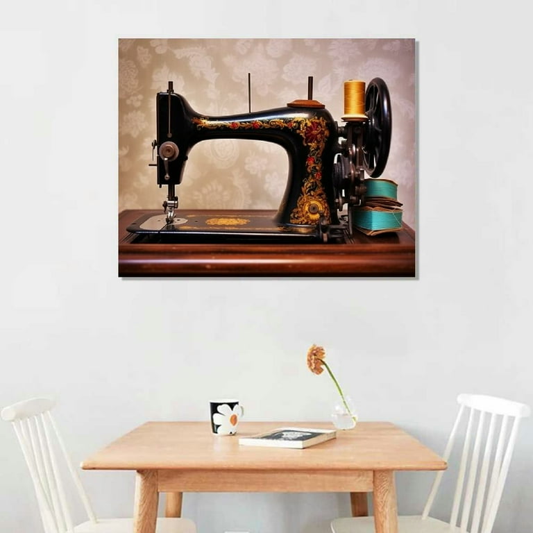 Nawypu Canvas Prints Wall Art - Old Sewing Machine with
