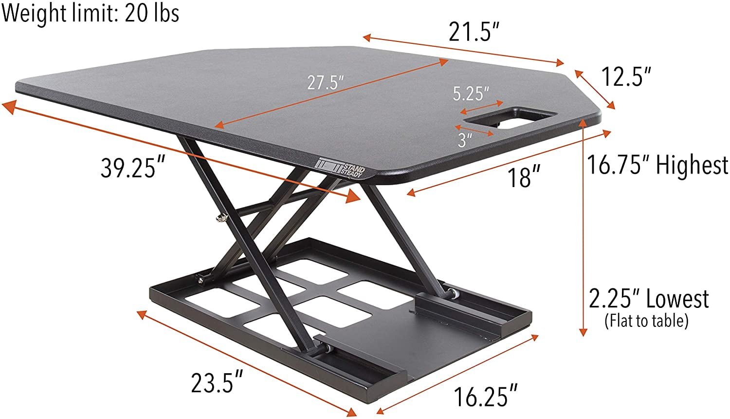 Stand Steady X-Elite Pro | Premier Corner Standing Desk Converter | Extra Large 40 Inch Sit to Stand Desk | Fully Assembled | Height Adjustable Desk Converter for Cubicles and L-Shaped Desks (Black)