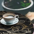 thumbnail image 3 of Ambesonne Jungle Boho Fitted Round Tablecloth, Curlicue Forest Leaves, 45"- 56" Diameter, Dark Blue Grey Amber, 3 of 5