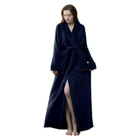 

XIUH Sleepwear For Women Womens Robe Soft Bathrobe Fluffy Cute Long Coat Nightgown Nightdress Women s Sleepwear Navy M