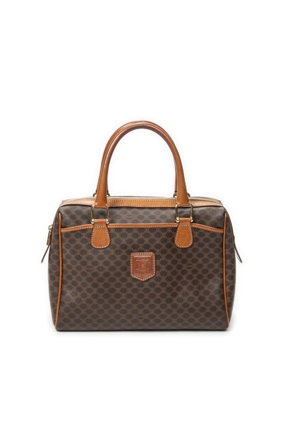 Pre-Owned Celine Brown Vintage Boston Handbag Macadam Coated Canvas