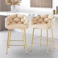 thumbnail image 6 of 28'' Modern Beige Counter Stool Set of 2 - Iron Frame with Soft Back & Cushion & Footrest, 6 of 16