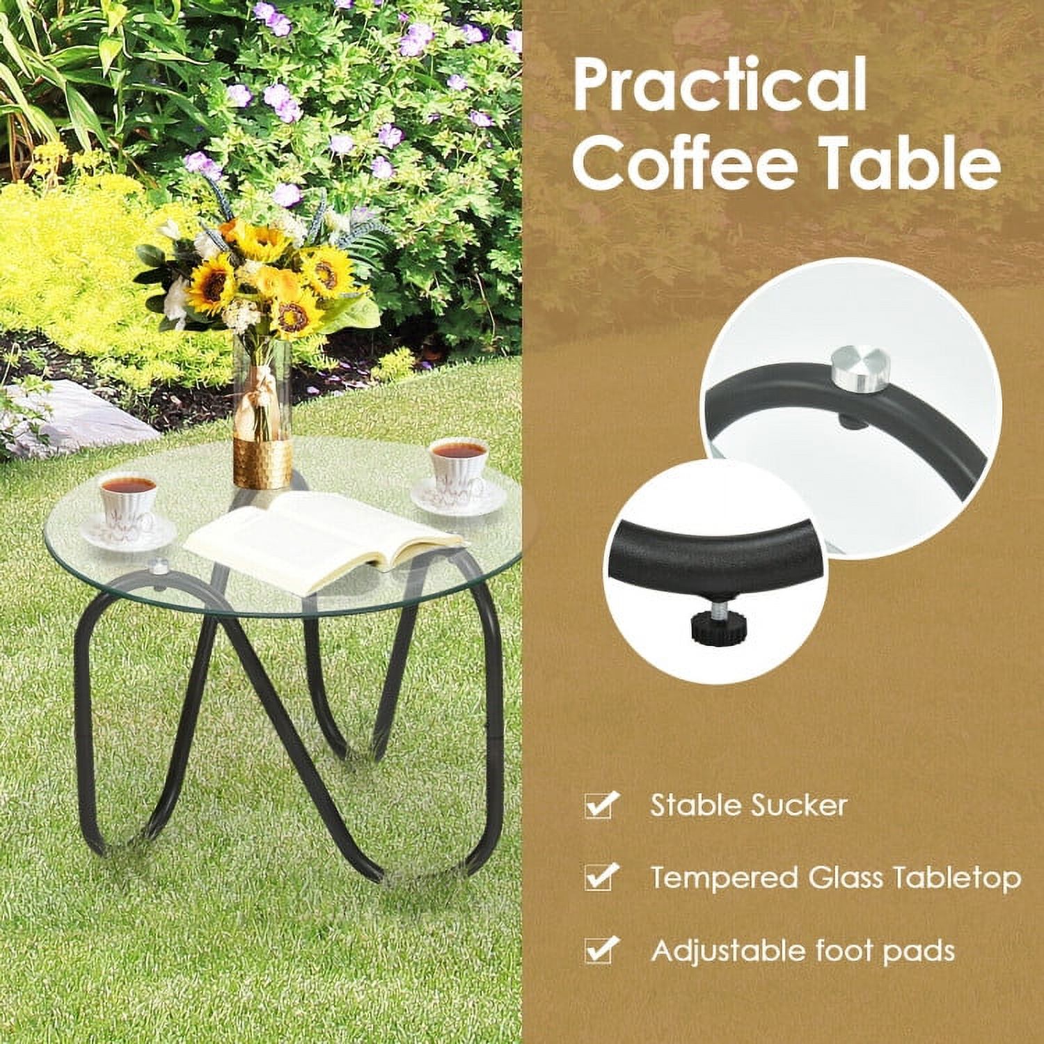 Aimee Lii 3 Pieces Wicker Patio Furniture Set with 2 Single Wicker Chairs and Glass Side Table