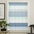 thumbnail image 4 of Blue Striped Semi Sheer Curtains Drapes for Living Room, Bedroom, French Doors Window 54 Inches Long, Boho Modern Geometric Abstract Art Ethnic Rod Pocket Chiffon Curtain Drapery Voile Drape Panel, 4 of 6