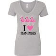 thumbnail image 3 of Inktastic I Love Flamingos Pink Bird Women's V-Neck T-Shirt, 3 of 5