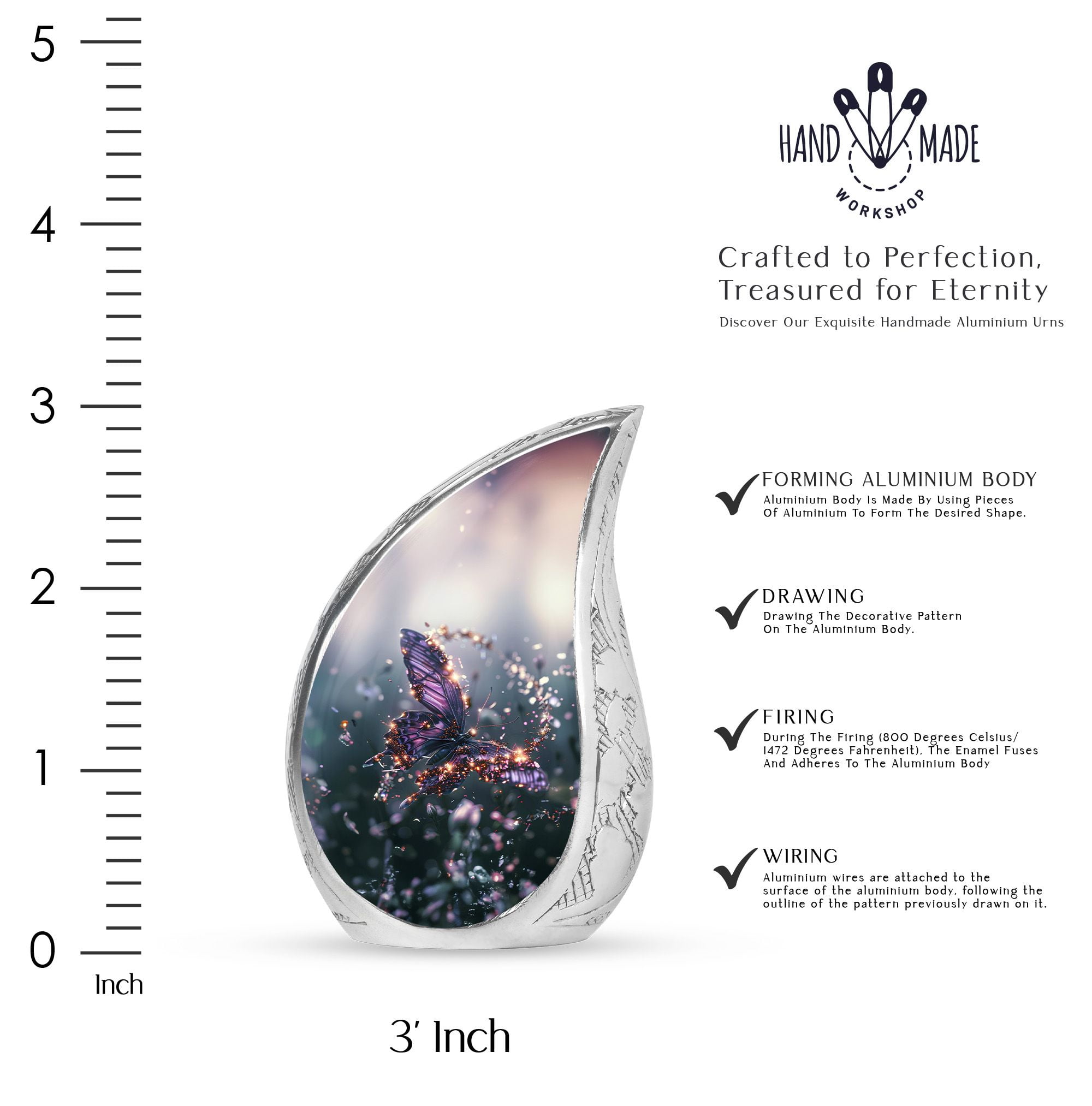 SUBSH Purple Butterfly Adult Urns - Urns Human Ashes Adult - Urn For Human Ashes Medium Size - Pack Of 2 - Cremation Urn Human Ashes - Funeral Urn For Adult - Human Remains Urn