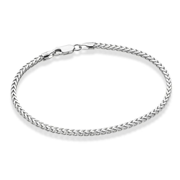 Miabella Solid 925 Sterling Silver Italian 2.5mm Franco Square Box Link Chain Bracelet for Men Women, Made in Italy (Length 7 Inches)