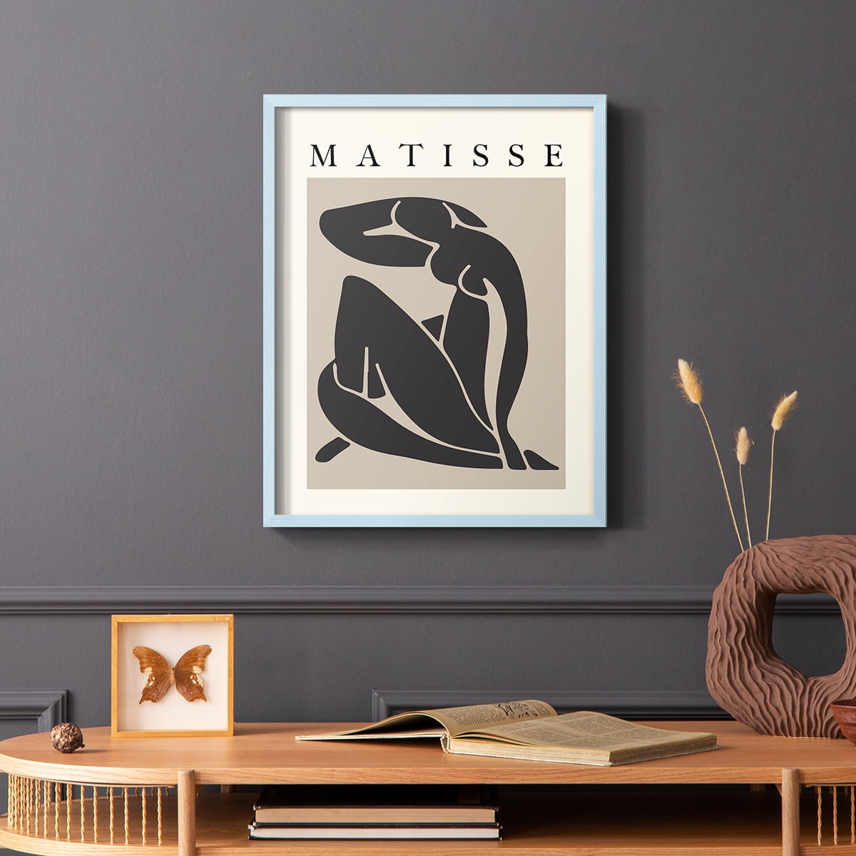 Matisse CCCLXXX in Blue Solid Wood 22 x 28 Framed Print