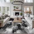 thumbnail image 4 of Black Gray 5x7 Rug for Living Room Sofa and Coffee Table Layout, Abstract Modern Polypropylene Pigment Taxture Retro Washable Non Slip Rectangle Area Rug, 4 of 9