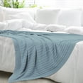 thumbnail image 2 of Unique Bargains Cable Knitted Bed Sofa Throw Blanket Light Blue 71" x 79", 2 of 8