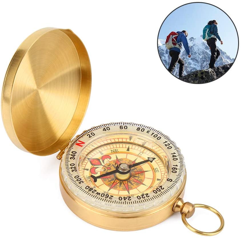Portable Brass Compass Pocket Compass Classic Waterproof Marching