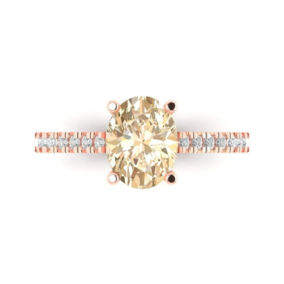 Solitaire with Accents Engagement Ring for Women - 2.21ct Natural Morganite in 18K Rose Gold Promise Ring