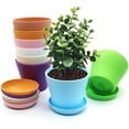 thumbnail image 4 of Plastic Planters Indoor Flower Plant Pots, Set of 8 Modern Decorative Gardening Containers for All House Plants (4 Inch, 8 Colors), 4 of 9