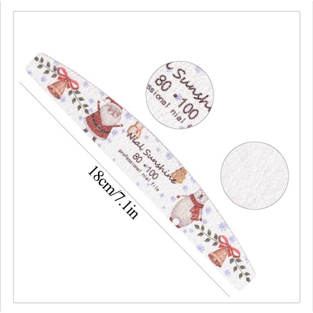Lima de uñas con estampado navideño, lavable, de doble cara, con tira de pulido.