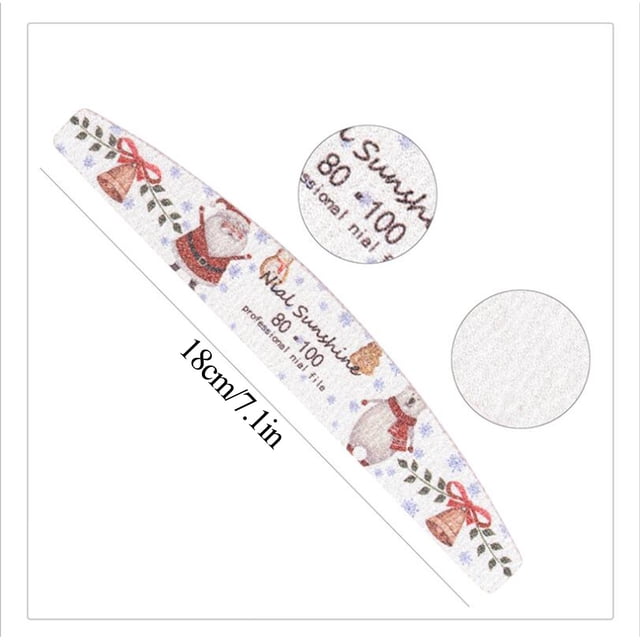 Heliisoer Christmas Theme Printed Nail File Washable Double-sided Polishing Strip