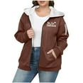 thumbnail image 3 of UTSJKR Women’s Plus Size Warm Sherpa Hoodie - Oversized Fuzzy Fleece Zip Up Winter Coat with Pockets Yes I'm Still Cold Fuzzy Fleece Jacket Brown XXXL, 3 of 6