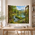 thumbnail image 5 of Mountain Lake Scenic with Viewed Through Open Wooden, Mystical Fantasy for Space Lovers, Galaxy Room Decor, Mother'S Day Gift, Tapestry Wall Hanging for Bedroom and Dorm, 5 of 7