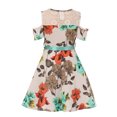 thumbnail image 2 of Little Girl Cold Shoulder Lace Floral Summer Birthday Flower Girl Dress Off White 6 JKS 2123 BNY Corner, 2 of 4