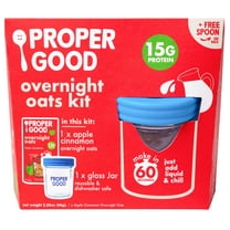 Proper Good Apple Cinnamon Overnight Oats Kit, 15g Protein, Shelf-Stable, 2.33 oz Packet, Glass Jar