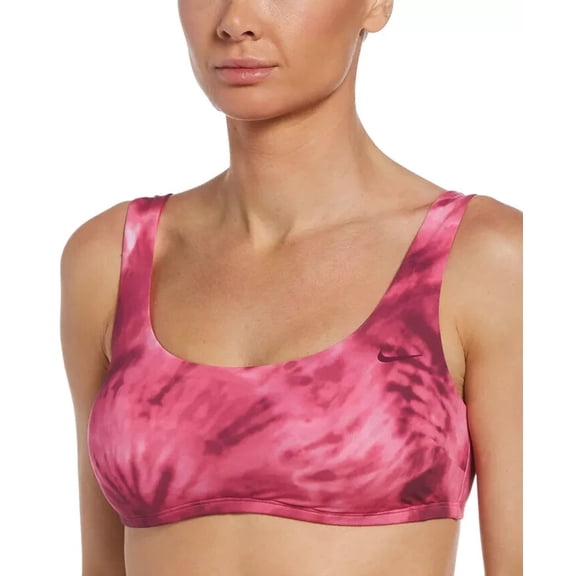 Nike Tie-Dyed Scoop-Neck Bikini Top Women's Swimsuit Pink Medium M New