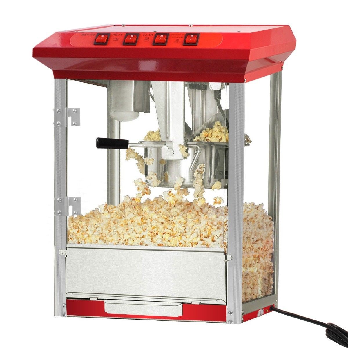 New 8oz Deluxe Popcorn Popper Maker Machine Red Table Top Tabletop Theater Style