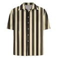 thumbnail image 5 of Mens Shirts Plus Size Short Sleeve Stripe Turdown Collar Button Up Casual Summer Shirt Coffee XXXL, 5 of 5