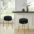 thumbnail image 3 of Miniyam Counter Height Bar Stools Set of 2,Boucle Kitchen Stools Upholstered Dining Chair Stools 24 Inch Height,Black+Gold, 3 of 7