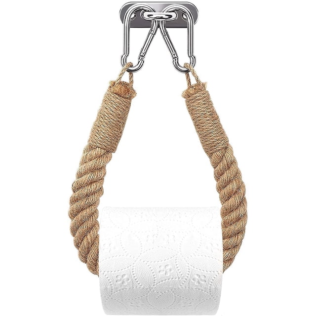 Portarrollos de papel higiénico, toallero de cuerda de cáñamo para baño y cocina Portarrollos de papel higiénico (amarillo) JFHHH pequeña