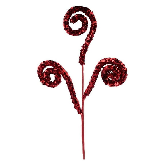 29" Sequin Curly Spray: Red