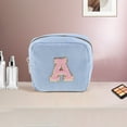 thumbnail image 5 of Unique Bargains 1 Pc Letter A Pattern Makeup Bag for Travel Blue Corduroy, 5 of 6
