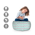 thumbnail image 2 of Grey Chevron Storage Toy Bag Chair, Herringbone Pattern in Simplistic Tones Art Deco Geometric Urban Style, Stuffed Animal Organizer Washable Bag, Small Size, Sea Green and Grey, by Ambesonne, 2 of 3