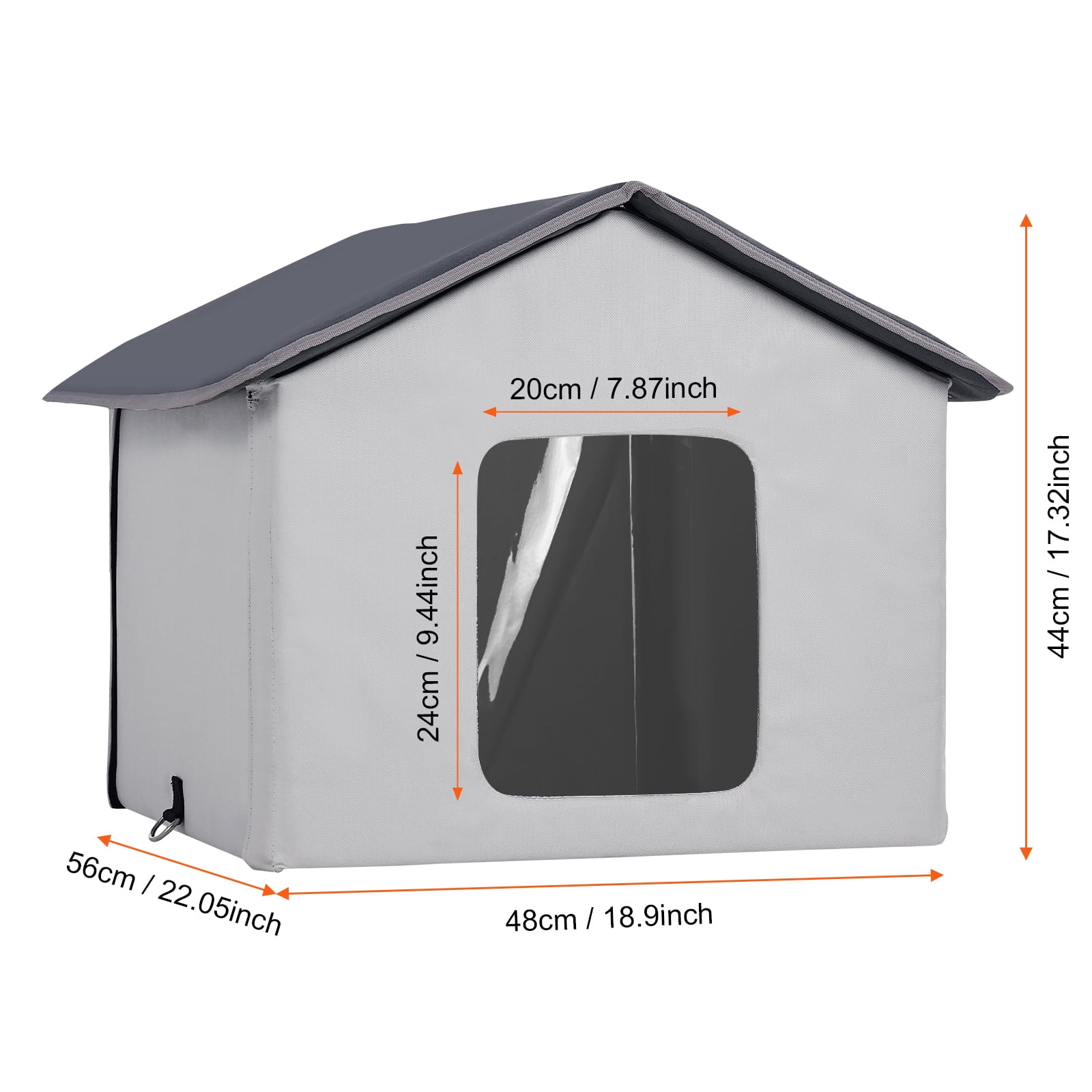 KFFKFF Heated Cat House, Foldable Outdoor Shelter with Timer, Durable 600D Oxford Fabric and Heated Pad for Winter Warmth, Gray (Medium)