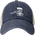 thumbnail image 2 of Disc Golf Basket with Flying Disk Hat Washed Distressed Baseball Cap Adjustable Golf Summer Sun Hats, 2 of 8