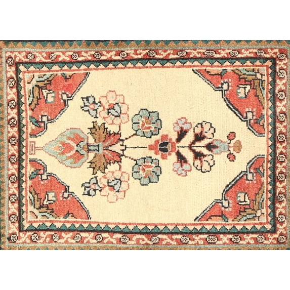 Ahgly Company Machine Washable Indoor Rectangle Traditional Khaki Gold Area Rugs, 2' x 3'