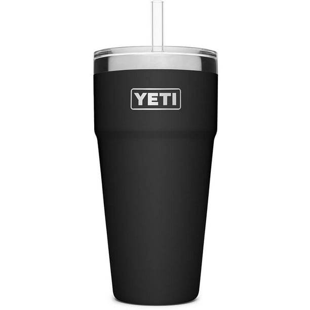 Yeti 21071500644 Rambler 26 oz. Stackable Cup with Straw Lid - Black