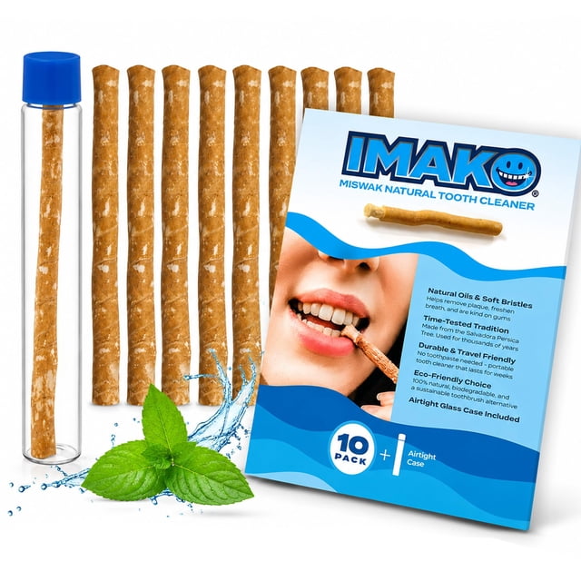 Palitos de miswak orgánicos Imako para limpieza dental, paquete de 10
