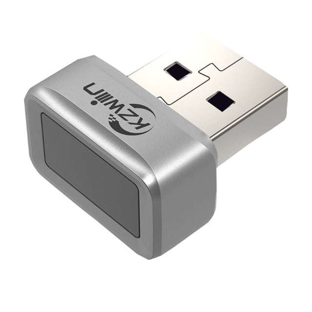 Portable USB Windows Hello Fingerprint Scanner for Windows 10/11 - 360° Detection, 0.05s Fast Recognition, Supports 10 Fingerprints, U2F Security, Silver Plastic U5 Model - Secure Login for Laptops,