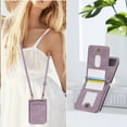 thumbnail image 4 of for Samsung Galaxy Z Flip 3 Wallet Case with Shoulder Lanyard Strap, Crossbody Phone Case with Card Holder Slots for Women Girls, Luxury PU Leather Flip Stand Purse Cover Shockproof Case, Purple, 4 of 9