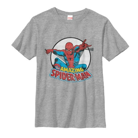 Boy’s Marvel Spider-Man Classic Web Swing T-Shirt – Athletic Heather – Medium
